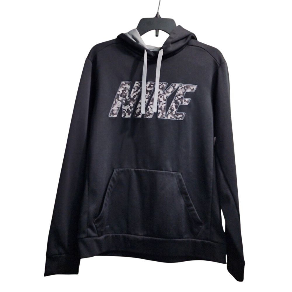 Nike Therma Fit Size Medium Black Camo Hoodie Pullover Mens Long Sleeve